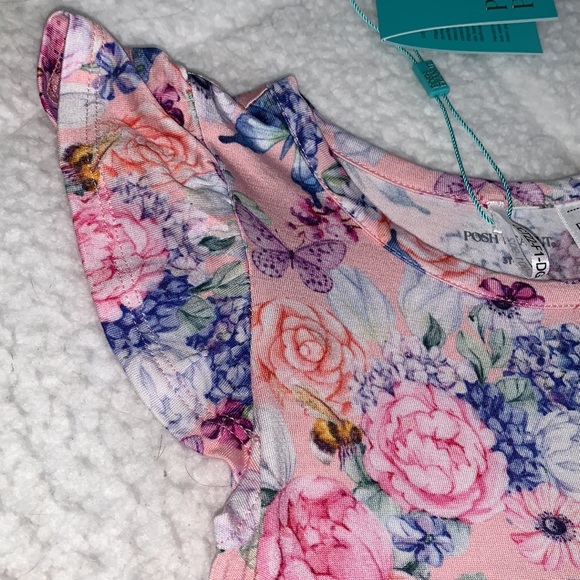 NWT Posh Peanut Lyric Ruffled Twirl Dress Pink Floral 3/4 - Picture 4 of 11